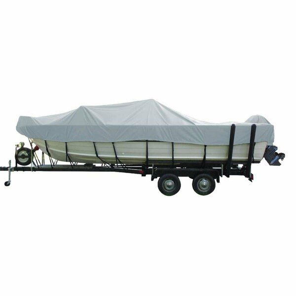 Carver 20 O-B Boat Cover Vhull Runabout with Windhsield & Bow Rails - Slate Gray CRV77020F-10